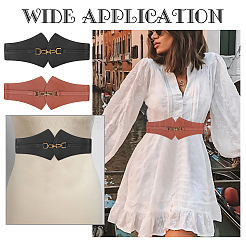 2Pcs 2 Colors PU Leather Wide Elastic Corset Belts for Women Girl&nbsp;AJEW-WR0002-10