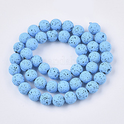 Spray Painted Natural Lava Rock Beads Strands&nbsp;G-N0324-C-04