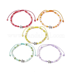 Alloy Tortoise & Glass Seed Braided Bead Bracelet&nbsp;BJEW-JB09750