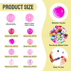 160Pcs 8 Styles Mixed Styles Acrylic Beads&nbsp;FACR-TA0001-13
