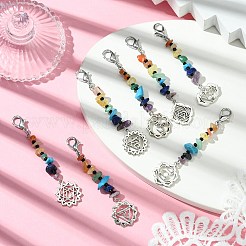 7Pcs Natural & Synthetic Gemstone Pendant Decoration&nbsp;HJEW-CJ00057
