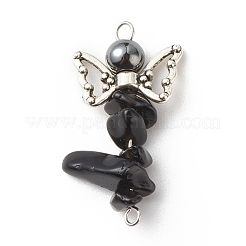 Natural Mixed Stone Chip Beaded Connecter Charms&nbsp;PALLOY-JF01708