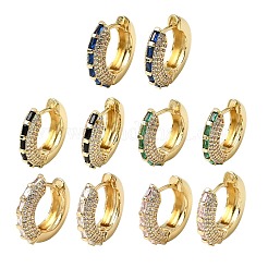Brass Micro Pave Cubic Zirconia Hoop Earrings&nbsp;KK-CBA8324-22G