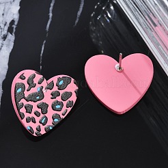 Heart Acrylic Printed Stud Earrings for Women&nbsp;EJEW-G418-01C