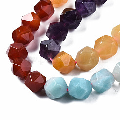 Chakra Theme Natural Tiger Eye & Rose Quartz & Amethyst & Topaz Jade & Red Agate & Amazonite & Sodalite Beads Strands&nbsp;G-S376-002C