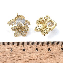 Brass Micro Pave Clear Cubic Zirconia Stud Earrings&nbsp;KK-CBA56EF-37G