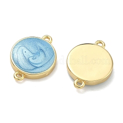 Brass Enamel Flat Round Links Connector Charms&nbsp;KK-D229-06G
