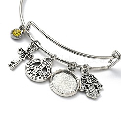 DIY Blank Geometry Alloy Charms Expandable Bangle Making Kit&nbsp;BJEW-DC00003