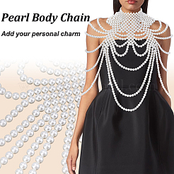 1Pc Imitation Pearl Round Beaded Multi-Layered Shoulder Body Chains for Women&nbsp;AJEW-GA0010-06