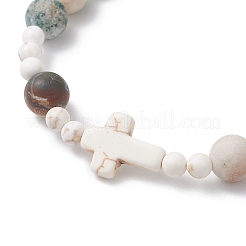 2Pcs Natural Bamboo Leaf Agate & Tree Agate & Magnesite & Synthetic Turquoise Stretch Bracelets for Women&nbsp;BJEW-JB12815