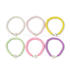 6Pcs 6 Color Polymer Clay Heishi Surfer Stretch Bracelets Set&nbsp;BJEW-JB09732-01