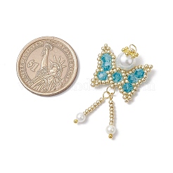 Glass Seed Beaded Butterfly Pendants&nbsp;PALLOY-MZ00649-05