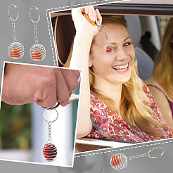 DIY Stone Bead Cage Pendant Keychain Making Kit&nbsp;DIY-GA0003-10