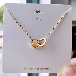 304 Stainless Steel Interlocking Double Heart Pendant Necklaces for Women&nbsp;FS-WG0D883-01