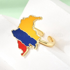 Brass Enamel Cuff Open Rings&nbsp;KK-CBA04DC-02G