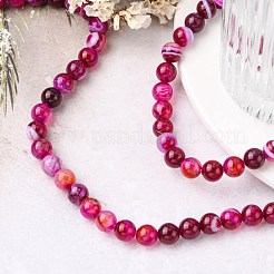 Natural Striped Agate/Banded Agate Bead Strands&nbsp;G-K166-13-8mm-03