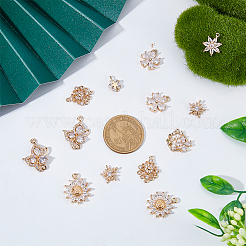 16Pcs 8 Styles Brass Micro Pave Cubic Zirconia Pendants&nbsp;KK-DC0002-83
