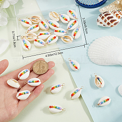 30Pcs Natural Cowrie Shell Copper Wire Wrapped Pendants&nbsp;BSHE-BBC0001-03