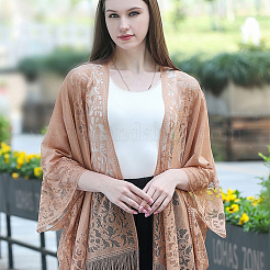 Polyester Lace Tassels Gauze Scarf for Women&nbsp;AJEW-WH20077-040A
