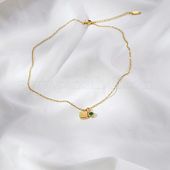 Simple Stainless Steel Square Pendant Necklaces for Women's Daily Wear&nbsp;QS9194-2