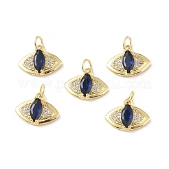 Brass Micro Pave Marine Blue Cubic Zirconia Charmss&nbsp;KK-E068-VF351