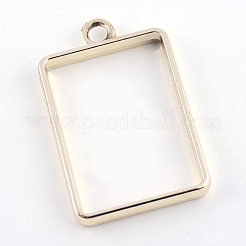 Rack Plating Alloy Rectangle Open Back Bezel Pendants&nbsp;PALLOY-S047-28E-FF