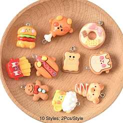 20Pcs 10 Styles Opaque Resin Imitation Food Pendants&nbsp;CRES-FS0001-24