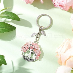 Flat Round with Tree of Life Alloy Keychains&nbsp;KEYC-MZ00039-01