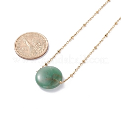 Flat Round Natural Mixed Stone Pendant Necklace for Girl Women&nbsp;NJEW-JN03749