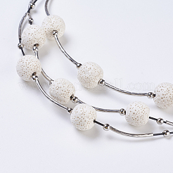 Waxed Cord Tiered Necklace&nbsp;NJEW-P185-A05