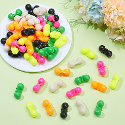 60Pcs 6 Colors ABS Plastic & Carbon Steel Fishing Double Rattles Bells Beads&nbsp;FIND-HY0005-15