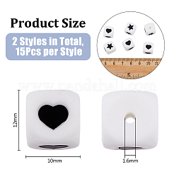 30Pcs 2 Style Cube Food Grade Eco-Friendly Silicone Beads&nbsp;SIL-DC0001-20