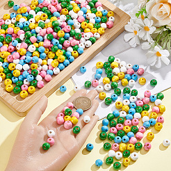 600Pcs 5 Colors Dyed Natural Wood Beads&nbsp;WOOD-SC0002-42