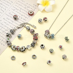 40Pcs 8 Styles Alloy Rhinestone European Beads&nbsp;MPDL-YW0001-04