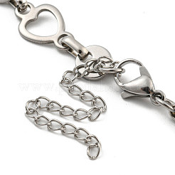 Non-Tarnish 304 Stainless Steel Heart Link Chains Bracelets for Men & Women&nbsp;BJEW-D042-08P