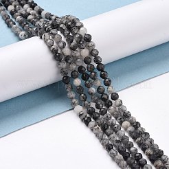 Natural Tourmalinated Quartz/Black Rutilated Quartz Beads Strands&nbsp;G-D463-01