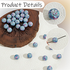 30Pcs Printed Round Silicone Focal Beads&nbsp;SIL-SC0003-29B