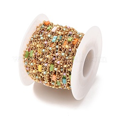 Brass & Glass Seed Beaded Chain&nbsp;KK-CBA3B44-04G
