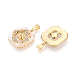 Brass Micro Pave Cubic Zirconia Cup Pearl Peg Bails Pin Pendants&nbsp;KK-T079-04G