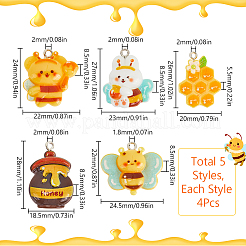 20Pcs 5 Styles  Bee Theme Opaque Resin Pendants&nbsp;RESI-SC0003-48