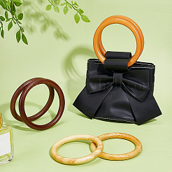 6Pcs 3 Colors Round Ring Wood Bag Handles&nbsp;DIY-PH0035-25