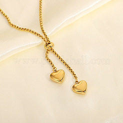 304 Stainless Steel Heart Tassel Lariat Necklaces for Women&nbsp;WG6DC06-01