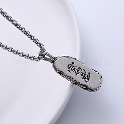 Stylish 304 Stainless Steel Om Mani Amulet Pendant Necklaces for Men&nbsp;VQ2787