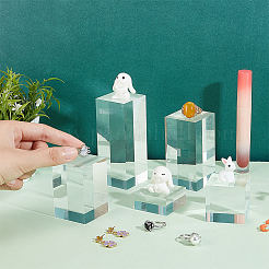 5Pcs 5 Styles Square Transparent Acrylic Jewelry Display Pedestals&nbsp;ODIS-FG0001-65