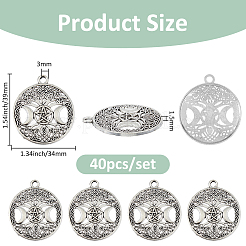 40Pcs Tibetan Style Hollow Alloy Pendants&nbsp;TIBEP-FH0001-29AS