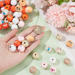 90Pcs 9 Colors Wood European Style Beeds&nbsp;WOOD-OC0003-74