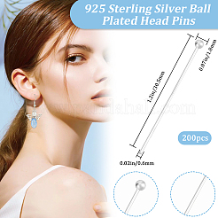 200Pcs Brass Ball Head Pins&nbsp;FIND-BBC0015-90B