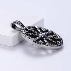 Viking Compass Punk Street Style 304 Stainless Steel Pendant Necklaces for Men&nbsp;JN8027