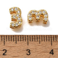 Rack Plating Number Brass Micro Pave Clear Cubic Zirconia Silde Charms&nbsp;KK-A231-13D
