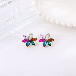 Flower Zinc Alloy Rhinestone Stud Earrings&nbsp;FS-WGAC51A-01